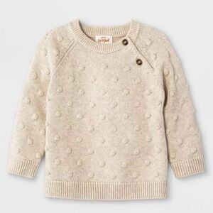 Cat & Jack Cream Bobble Knit Textured  Pullover Sweater 12 months
